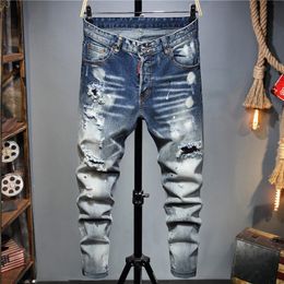 pants Mens jeans designer man black skinny stickers light wash ripped motorcycle rock revival joggers true religions men 2023