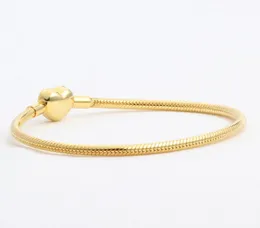 High-end 18K Yellow Gold plated Diamond Heart Bracelets Set 925 Silver Snake Chain Bracelet for Women Wedding Jewelry