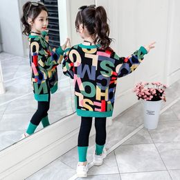 Clothing Sets Kids Clothes Suit Girls Autumn Clothing Fashion Casual Big Children'S Letter Sweater Leggings Two-Piece Set 230220