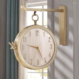 Wall Clocks Design Modern Double-sided Clock Large Metal Luxury Home Living Room Silent Digital Art Decor WH