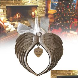 Charms 2022 Christmas Angel Wing Ornament Pendant A Piece Of My Heart Is In Heaven Ac889 Drop Delivery 202 Dhzys