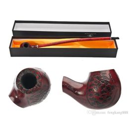 Carved red resin long-pole pipe popular acrylic curved-pole solid wood pipe in Europe and America