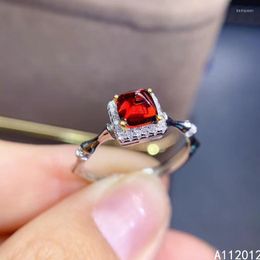 Cluster Rings KJJEAXCMY Fine Jewellery S925 Sterling Silver Inlaid Natural Gemstone Garnet Girl Fashion Ring Support Test Chinese Style