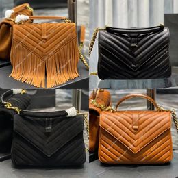 College Designer Women Bags Handbags Shoulder Tote Classic Diagonal Stripes Quilted Chains Flap Medium Crossbody Suede Tassel Envelope Wallet Purse