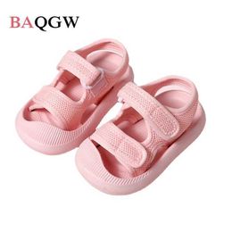 Sandals Children Foot Protection Baby Sandals Summer Solid Cool Breathable Boys Sports Shoes Anti-slip Soft Flats Girls Beach Sandals R230220