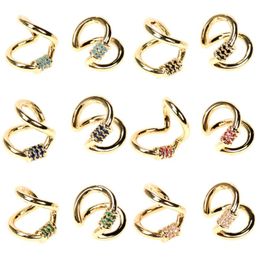 Hoop Earrings & Huggie EYIKA Fashion Simple Double Layer Carabiner Shape Ear Cuff Pave Multicolor Zircon Stackable Clip For Women Jewelry Gi