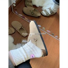 Slippers Factory Designer Birkinstocks Boken Baotou slippers for women wearing half a pair of autumn Korean version big head ugly cute winter versatile