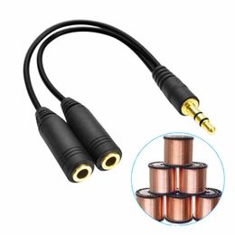 3.5 mm AUX Cable Stereo Audio Cable Micphone Y Splitter Adapter 1 Female to 2 male Connected Cord to Laptop