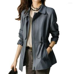 Women's Leather Nice Spring Autumn Faux Jacket Women Slim Coat High-end Female Windbreaker Lady Motorcycle