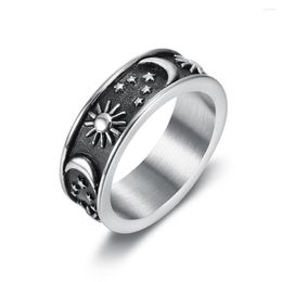 Cluster Rings Loredana Fashion Top Titanium Steel Sun Moon And Stars With Sleek Styling Ring For Women Men.Stainless Holiday Gifts.