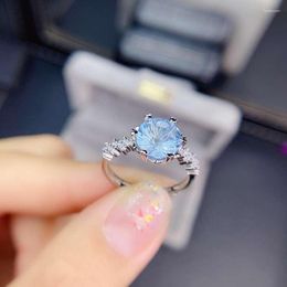 Cluster Rings KJJEAXCMY Fine Jewellery S925 Sterling Silver Inlaid Natural Blue Topaz Girl Luxury Ring Support Test Chinese Style