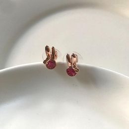 Stud Earrings Fashion Pink And Blue Rhinestone Rose Gold Colour Plated Small Earring/boucle D'oreille Femme/brincos/ Korean Trendy