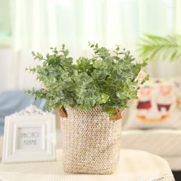 Decorative Flowers Artificial Plants Plastic Eucalyptus Leaves Green Branch For Home Garden Decor Wedding Party Decoration Wreaths Fake