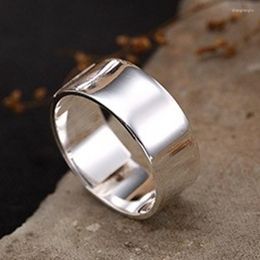 Cluster Rings Real S999 Pure Silver Glossy Stylish And Simple Sterling Adjustable Couple Ring