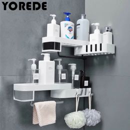 Bathroom Shelves Corner Organiser Shelf Shampoo Cosmetic Storage Rack Wall Mounted Kitchen Household Items Accessories 230221