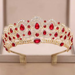 Tiaras AiliBride tiara Wedding Crown Wedding Hair Accessories Red Crystal Rhinestone Tiaras and Crowns For Bridal Wedding Hair Jewellery Z0220