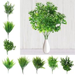 Decorative Flowers Artificial Shrubs Plastic Fake Plants Stems Faux Grass Simulation Ferns Office Home Garden Decor