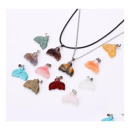 Pendant Necklaces Natural Crystal Rose Quartz Stone Fishtail Shape Necklace Chakra Healing Jewellery For Women Me Baby Drop Delivery Pe Dhebc