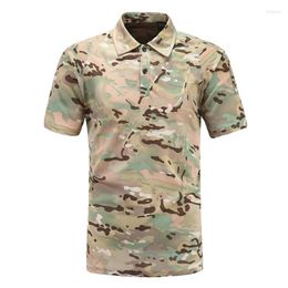 Men's Polos Camouflage Shirt Short Sleeve 2023 Summer Casual Army Combat Breathable Tactical Quick Dry