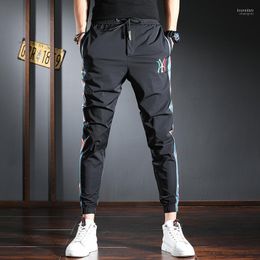 Men's Pants Side Stripe Joggers Men Sport 2023 Summer Fashion Black Slim Fit TrousersMen's Boun22