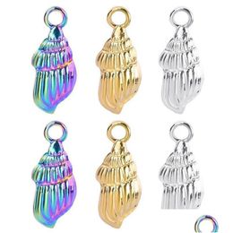 Charms 5/10Pcs Rainbow Colour Stainless Steel Pendant For Diy Necklace Findings Crafts Jewellery Making Floating Charmscharms Dro Dh0N4