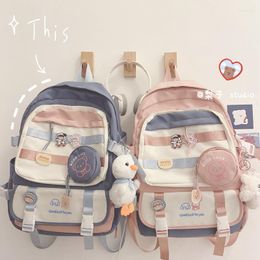 School Bags Schoolbag Girl Korean Version Of High Junior Students Bump Colour Backpack Lovely Large Capacity