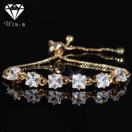 Link Bracelets WIN-B Women Elegant Charm Cubic Zirconia Bangles Female Gold Colour Flash Rhinestone Chain Jewellry Accessories