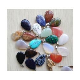 Charms Natural Stone Water Drop Tigers Eye Rose Quartz Opal Pendant Pendants Chakras Gem Fit Earrings Necklace Making Delivery Jewel Dhras