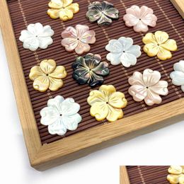 Charms Elegant Natural Motherofpearl Flower Necklace Pendant Black Yellow Sea Shell Bohemian Jewelry Diy Making Accessories Dr Dhxda