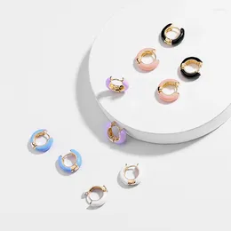 Hoop Earrings Korean Dripping Oil C-shaped Ear Buckle Personality All-match Trend Temperament Ring Drop Glue Colour