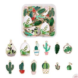 Charms Kissitty 4048Pcs/Box Alloy Enamel Green Plant Pendants For Diy Handmade Jewellery Making Earring Necklace Drop Delivery 2 Dhaxi