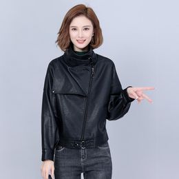 Women's Leather & Faux Women Coat Spring 2023 Fashion Jacket Locomotive Model European Classic Outerwear Turn-down Collar Moto ClothingWomen