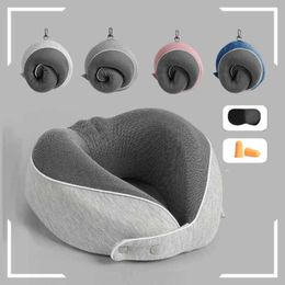 Pillow Travel Memory Foam Neck Comfortable Breathable Cover Machine Washable Airplane Kit W 3D Sleep Mask Earplugs 230221