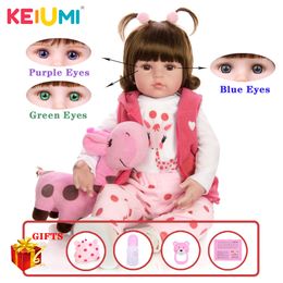 Dolls KEIUMI Reborn Bebe Doll Toy Cloth Body Stuffed Realistic Baby Doll With Giraffe Toddler Birthday Christmas Gifts 230220
