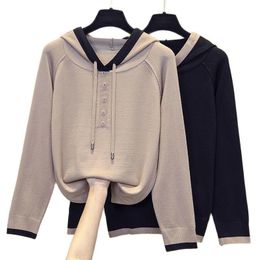 Women's Sweaters Black Grey Hoodies Korean Style Fashion Pullovers For Women'S Ladies Sweater Clothes Tops Blouse Female 230221