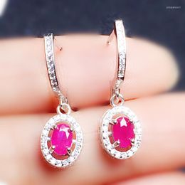 Hoop Earrings Natural Real Ruby Earring 925 Sterling Silver 4 6mm 0.6ct 2pcs Gemstone Fine Jewelry For Men Women X219715