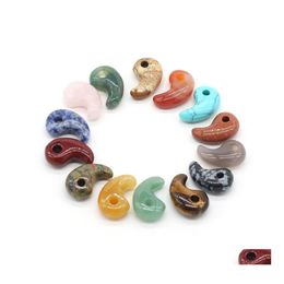 Charms 15X22Mm Comma Shape Natural Stone Agates Crystal Turquoises Jades Opal Stones Pendant For Jewellery Making Necklace Bracelet Dr Dhhu9