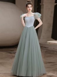 Sage Evening Dresses Long Prom Gowns High Waist Lace-Up Back Floor Length Elegant Party Wearing