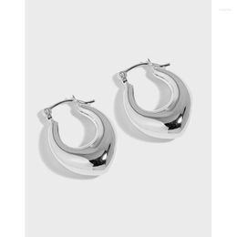 Hoop Earrings Retro Authentic 925 Sterling Silver Smooth U" Geometric Huggie Ear-bone Accessories Jewellery C-HEH632