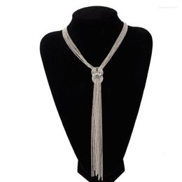 Pendant Necklaces Female Sweater Accessories Round Circle Long Tassel Simple Style Shiny Gold Silver Color High Quality Chain