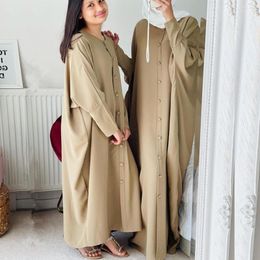 Ethnic Clothing Abaya Dubai Turkey Muslim Fashion Hijab Solid Colour Bat Sleeve Long Dress Islamic Caftan Marocain African Dresses For Women