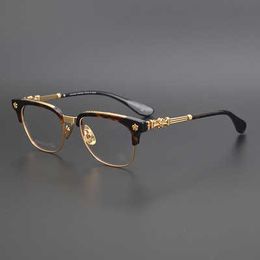 CH Çapraz Güneş Gözlüğü Çerçeveleri Tasarımcı Kalp Men Gözlük Saf Titanyum Altın Gözlük Plaka Miyopya Kromları Kadın Marka LXXO