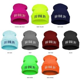 High Elastic Adult Beanies Bad Hair Day beanie Candy Color Winter Casual Warm Hip Hop Can Embroidery Caps girls