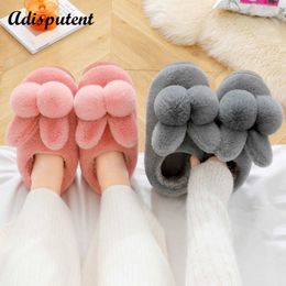 Slippers 2022 New Fashion Women Autumn Winter Cotton Fluffy Slippers Rabbit Ear Home Indoor Fur Slippers Girls Cute Warm Plus Plush Shoes Z0215 Z0215