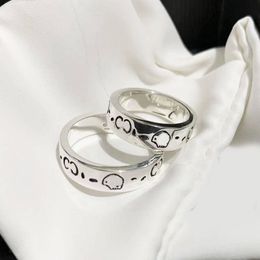 Black pattern ghost wedding rings jewlery designer for women engagement multisize skull size 7 8 9 silver Colour fashionable luxury accessories mens rings E23