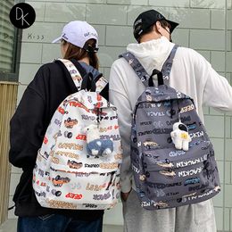 School Bags Japanese Graffiti Girl Backpack Cool Bag For Women Cute Kawaii Travel Large Capacity