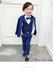 Clothing Sets Flower Boys Prom Party Formal Tuxedo Boys Suit for Weddings Blazer Vest Pants Children School Host Dance Performance Come W0222