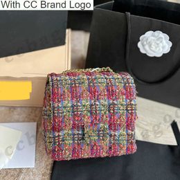 CC Cross Body Винтажные красочные шерстяные стеганые тканые сумки через плечо Французский твид Дизайнерские мини-кошельки Классические золотые тона Аппаратная цепочка с несколькими карманами Женские мини-H