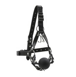 Adult Toys Head Harness with Nose Hook Ball Gag Fetish SM Restraint Silicone Open Mouth Games Products Sex Shop 230222