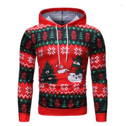 Men's Hoodies Men Hoodie Casual Snowflakes Santa Candy Printed Christmas Male Sweatshirts Long Sleeve Pullover Xmas Party Chemise Clothes